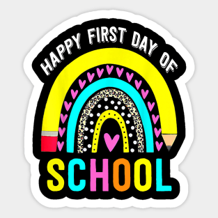 Happy First Day Of School Rainbow Leopard Back To School Sticker